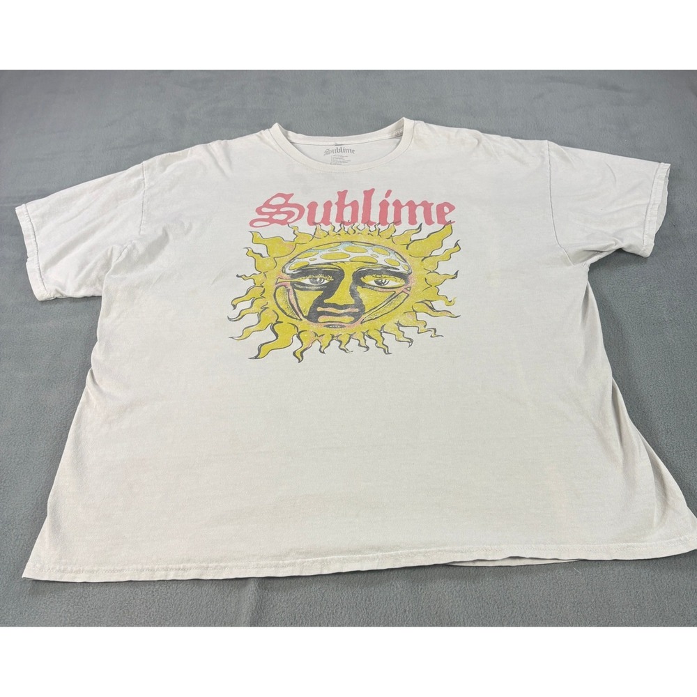 Sublime Sun Logo Graphic T-Shirt Mens 2XL Off-White 40oz to Freedom Band Tee